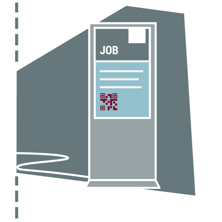 Displaystele mit Stellenanzeigen